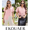 Ekouaer Cotton Pajama Sets for Women Button Down Short Sleeve PJs Comfort Classic Sleep Set Loungewear(Pink)
