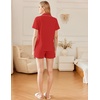 Ekouaer Cotton Pajama Sets for Women Button Down Short Sleeve PJs Comfort Classic Sleep Set Loungewear(Red)