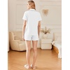 Ekouaer Cotton Pajama Sets for Women Button Down Short Sleeve PJs Comfort Classic Sleep Set Loungewear(White)