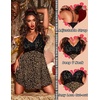 Ekouaer Lingerie for Women Sexy Nightgown Lace Trim Sleep Dress Chemise Nightgowns Sleeveless Night Gown Sleepwear S-3XL(Leopard)