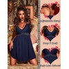 Ekouaer Lingerie for Women Sexy Nightgown Lace Trim Sleep Dress Chemise Nightgowns Sleeveless Night Gown Sleepwear S-3XL(Navy Blue)