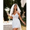 Ekouaer Lingerie for Women Sexy Nightgown Lace Trim Sleep Dress Chemise Nightgowns Sleeveless Night Gown Sleepwear S-3XL(White)