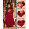 Ekouaer Lingerie for Women Sexy Nightgown Lace Trim Sleep Dress Chemise Nightgowns Sleeveless Night Gown Sleepwear S-3XL(Wine Red)