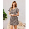 Ekouaer Womens Cotton Nightgowns Soft Short Sleeve Sleep Shirts Printed Night Shirts Night Dress(Leopard)