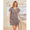 Ekouaer Womens Cotton Nightgowns Soft Short Sleeve Sleep Shirts Printed Night Shirts Night Dress(Leopard)
