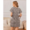 Ekouaer Womens Cotton Nightgowns Soft Short Sleeve Sleep Shirts Printed Night Shirts Night Dress(Leopard)