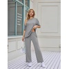 Ekouaer Women’s Lounge Sets Short Sleeve Top Long Pants 2 Piece Outfit Set | Soft Oversized Shirt & Loose Fit Pants with Pockets, Casual Loungewear for Travel, Vacation, Airport, Home,Daily Wear,2-Pack(Grey&pink Bow)