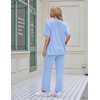 Ekouaer Women’s Lounge Sets Short Sleeve Top Long Pants 2 Piece Outfit Set | Soft Oversized Shirt & Loose Fit Pants with Pockets, Casual Loungewear for Travel, Vacation, Airport, Home,Daily Wear,2-Pack(Light Blue& Colorful Animal)