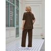 Ekouaer Women’s Lounge Sets Short Sleeve Top Long Pants 2 Piece Outfit Set | Soft Oversized Shirt & Loose Fit Pants with Pockets, Casual Loungewear for Travel, Vacation, Airport, Home,Daily Wear,2-Pack(Black&brown)