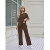 Ekouaer Women’s Lounge Sets Short Sleeve Top Long Pants 2 Piece Outfit Set | Soft Oversized Shirt & Loose Fit Pants with Pockets, Casual Loungewear for Travel, Vacation, Airport, Home,Daily Wear,2-Pack(Black&brown)