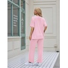 Ekouaer Women’s Lounge Sets Short Sleeve Top Long Pants 2 Piece Outfit Set | Soft Oversized Shirt & Loose Fit Pants with Pockets, Casual Loungewear for Travel, Vacation, Airport, Home,Daily Wear,2-Pack(Hot Pink&champagne Bow)