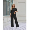 Ekouaer Women’s Lounge Sets Short Sleeve Top Long Pants 2 Piece Outfit Set | Soft Oversized Shirt & Loose Fit Pants with Pockets, Casual Loungewear for Travel, Vacation, Airport, Home,Daily Wear,2-Pack(Dark Grey&black)