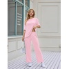 Ekouaer Women’s Lounge Sets Short Sleeve Top Long Pants 2 Piece Outfit Set | Soft Oversized Shirt & Loose Fit Pants with Pockets, Casual Loungewear for Travel, Vacation, Airport, Home,Daily Wear,2-Pack(Hot Pink&champagne Bow)