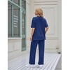Ekouaer Women’s Lounge Sets Short Sleeve Top Long Pants 2 Piece Outfit Set | Soft Oversized Shirt & Loose Fit Pants with Pockets, Casual Loungewear for Travel, Vacation, Airport, Home,Daily Wear,2-Pack(Navy Blue&purple-red)