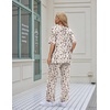 Ekouaer Women’s Lounge Sets Short Sleeve Top Long Pants 2 Piece Outfit Set | Soft Oversized Shirt & Loose Fit Pants with Pockets, Casual Loungewear for Travel, Vacation, Airport, Home,Daily Wear,2-Pack(Brown&grey-apricot Leopard)