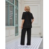Ekouaer Women’s Lounge Sets Short Sleeve Top Long Pants 2 Piece Outfit Set | Soft Oversized Shirt & Loose Fit Pants with Pockets, Casual Loungewear for Travel, Vacation, Airport, Home,Daily Wear,2-Pack(Dark Grey&black)