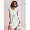 Ekouaer Womens Nightgown Soft Sleepwear Pleated Sleepshirt Sleep Dress Short Sleeve Nightdress S-3XL(Floral Light Green)