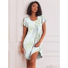Ekouaer Womens Nightgown Soft Sleepwear Pleated Sleepshirt Sleep Dress Short Sleeve Nightdress S-3XL(Floral Light Green)
