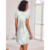 Ekouaer Womens Nightgown Soft Sleepwear Pleated Sleepshirt Sleep Dress Short Sleeve Nightdress S-3XL(Floral Light Green)