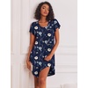 Ekouaer Womens Nightgown Soft Sleepwear Pleated Sleepshirt Sleep Dress Short Sleeve Nightdress S-3XL(Floral Navy Blue)