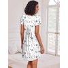 Ekouaer Womens Nightgown Soft Sleepwear Pleated Sleepshirt Sleep Dress Short Sleeve Nightdress S-3XL(Floral White)