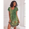 Ekouaer Womens Nightgown Soft Sleepwear Pleated Sleepshirt Sleep Dress Short Sleeve Nightdress S-3XL(Green Boho Floral)