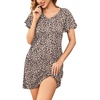Ekouaer Womens Cotton Nightgowns Soft Short Sleeve Sleep Shirts Printed Night Shirts Night Dress(Leopard)