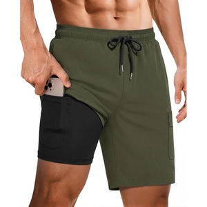 Ekouaer 9 Inch Mens Swim Trunks with Compression Liner 2 in 1 Board Shorts Quick Dry Bathing Suit with Pockets S-2XL(Army Green)