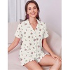 Ekouaer Women’s Pajamas Sets Button Down Pjs Cute Short Sleeve Sleepwear | Pointelle Fabric Pyjama,Ruffle Edges Shorts,Classic Notch Neck Shirt,Chest Pocket,Cute Loungewear,Bridal Party Nightwear(Floral)