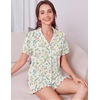 Ekouaer Women’s Pajamas Sets Button Down Pjs Cute Short Sleeve Sleepwear | Pointelle Fabric Pyjama,Ruffle Edges Shorts,Classic Notch Neck Shirt,Chest Pocket,Cute Loungewear,Bridal Party Nightwear(Multi Floral)