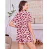 Ekouaer Women’s Pajamas Sets Button Down Pjs Cute Short Sleeve Sleepwear | Pointelle Fabric Pyjama,Ruffle Edges Shorts,Classic Notch Neck Shirt,Chest Pocket,Cute Loungewear,Bridal Party Nightwear(Red Floral)