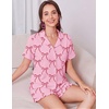 Ekouaer Women’s Pajamas Sets Button Down Pjs Cute Short Sleeve Sleepwear | Pointelle Fabric Pyjama,Ruffle Edges Shorts,Classic Notch Neck Shirt,Chest Pocket,Cute Loungewear,Bridal Party Nightwear(Bow 2)