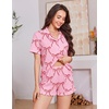 Ekouaer Women’s Pajamas Sets Button Down Pjs Cute Short Sleeve Sleepwear | Pointelle Fabric Pyjama,Ruffle Edges Shorts,Classic Notch Neck Shirt,Chest Pocket,Cute Loungewear,Bridal Party Nightwear(Bow 2)