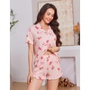 Ekouaer Women’s Pajamas Sets Button Down Pjs Cute Short Sleeve Sleepwear | Pointelle Fabric Pyjama,Ruffle Edges Shorts,Classic Notch Neck Shirt,Chest Pocket,Cute Loungewear,Bridal Party Nightwear(Bow Floral)