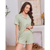 Ekouaer Women’s Pajamas Sets Button Down Pjs Cute Short Sleeve Sleepwear | Pointelle Fabric Pyjama,Ruffle Edges Shorts,Classic Notch Neck Shirt,Chest Pocket,Cute Loungewear,Bridal Party Nightwear(Light Green)