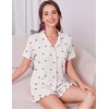 Ekouaer Women’s Pajamas Sets Button Down Pjs Cute Short Sleeve Sleepwear | Pointelle Fabric Pyjama,Ruffle Edges Shorts,Classic Notch Neck Shirt,Chest Pocket,Cute Loungewear,Bridal Party Nightwear(Cherry)
