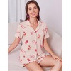 Ekouaer Women’s Pajamas Sets Button Down Pjs Cute Short Sleeve Sleepwear | Pointelle Fabric Pyjama,Ruffle Edges Shorts,Classic Notch Neck Shirt,Chest Pocket,Cute Loungewear,Bridal Party Nightwear(Bow Floral)