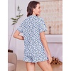 Ekouaer Women’s Pajamas Sets Button Down Pjs Cute Short Sleeve Sleepwear | Pointelle Fabric Pyjama,Ruffle Edges Shorts,Classic Notch Neck Shirt,Chest Pocket,Cute Loungewear,Bridal Party Nightwear(Leaf)