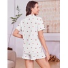 Ekouaer Women’s Pajamas Sets Button Down Pjs Cute Short Sleeve Sleepwear | Pointelle Fabric Pyjama,Ruffle Edges Shorts,Classic Notch Neck Shirt,Chest Pocket,Cute Loungewear,Bridal Party Nightwear(Cherry)