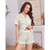 Ekouaer Women’s Pajamas Sets Button Down Pjs Cute Short Sleeve Sleepwear | Pointelle Fabric Pyjama,Ruffle Edges Shorts,Classic Notch Neck Shirt,Chest Pocket,Cute Loungewear,Bridal Party Nightwear(Multi Floral)