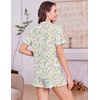 Ekouaer Women’s Pajamas Sets Button Down Pjs Cute Short Sleeve Sleepwear | Pointelle Fabric Pyjama,Ruffle Edges Shorts,Classic Notch Neck Shirt,Chest Pocket,Cute Loungewear,Bridal Party Nightwear(Multi Floral)