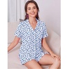 Ekouaer Women’s Pajamas Sets Button Down Pjs Cute Short Sleeve Sleepwear | Pointelle Fabric Pyjama,Ruffle Edges Shorts,Classic Notch Neck Shirt,Chest Pocket,Cute Loungewear,Bridal Party Nightwear(Leaf)