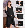 Ekouaer Labor and Delivery Gown and Robe Set for Hospital Nursing Nightgown(Black)