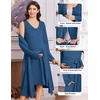 Ekouaer Labor and Delivery Gown and Robe Set for Hospital Nursing Nightgown(Blue)