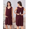 Ekouaer Labor and Delivery Gown and Robe Set for Hospital Nursing Nightgown(Dark Red)