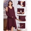 Ekouaer Labor and Delivery Gown and Robe Set for Hospital Nursing Nightgown(Dark Red)