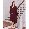 Ekouaer Labor and Delivery Gown and Robe Set for Hospital Nursing Nightgown(Dark Red)