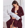 Ekouaer Labor and Delivery Gown and Robe Set for Hospital Nursing Nightgown(Dark Red)