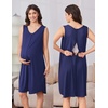 Ekouaer Labor and Delivery Gown and Robe Set for Hospital Nursing Nightgown(Navy Blue)