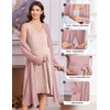 Ekouaer Labor and Delivery Gown and Robe Set for Hospital Nursing Nightgown(Pink Leopard)